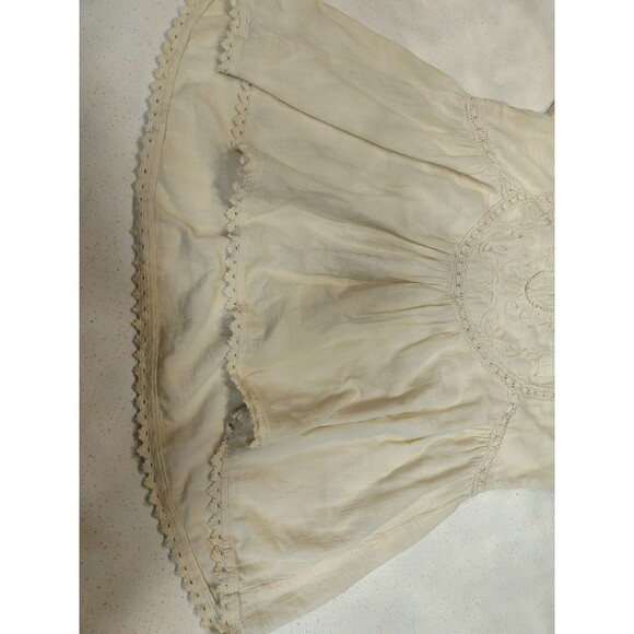 Gretty Zueger Blouse Women's Short Sleeve Tunic Lace burnout sleeves Ecru Medium - Picture 7 of 9